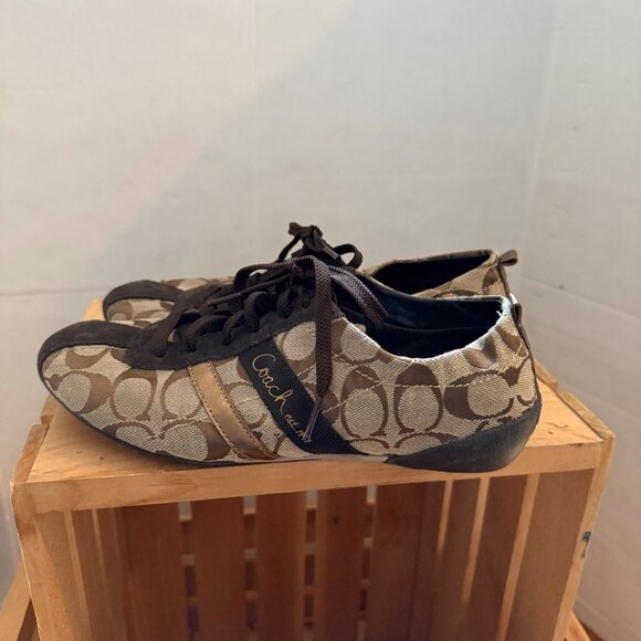 Coach Size 9 Women' s Belina Signature Brown & Tan Logo Sneakers - Picture 15 of 15